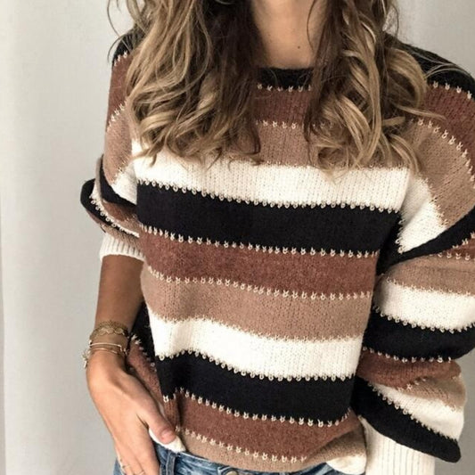 Stylish Patchwork Pullover Base Knit Sweater