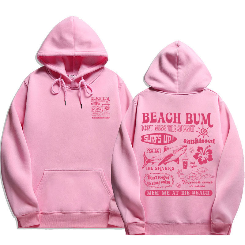 Printed Cuff Thread Hoodie Sweater Top