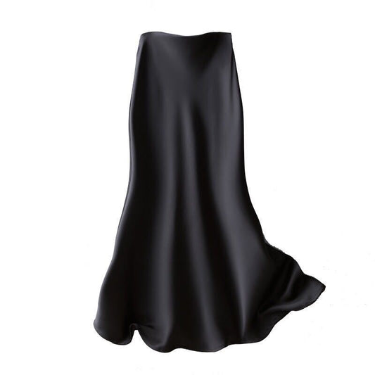 Printed Elastic Waist Slimming Large Hem Skirt