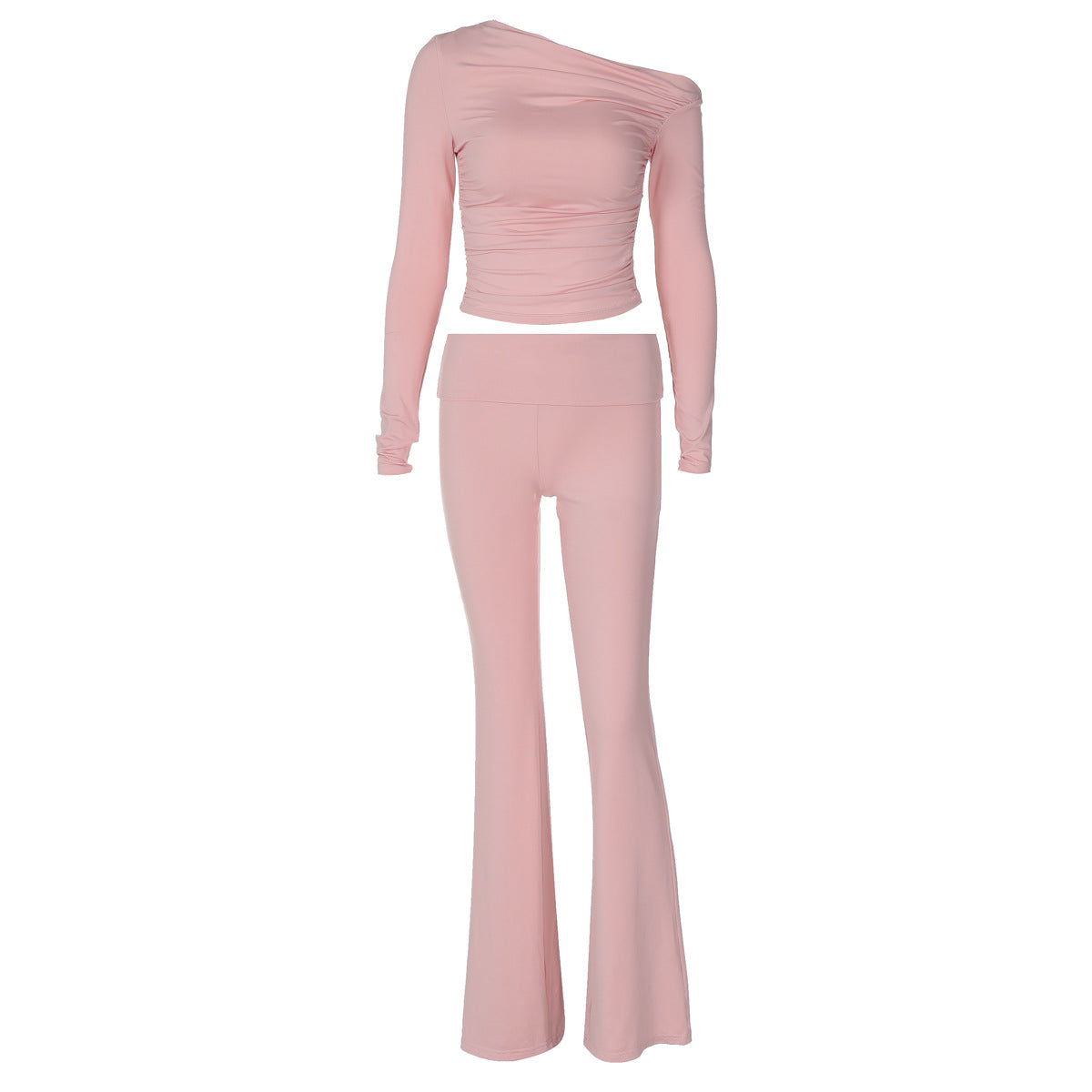 Slim Fit Mock Neck Long Sleeve Top And Slim Fit Trousers Set