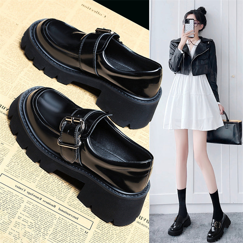 Platform Mary Janes With Belt Buckle