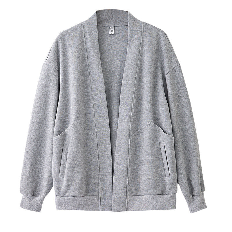 Lazy V-neck Sweatshirt Cardigan Women's Loose Casual Jacket All-matching Drop-shoulder Sleeve