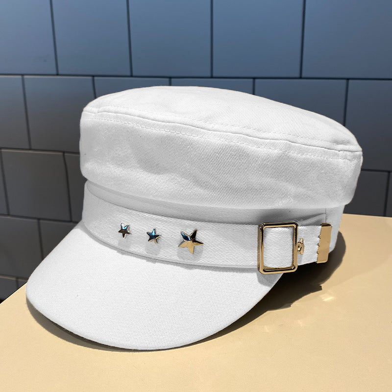 Black Star Hat Retro Beret