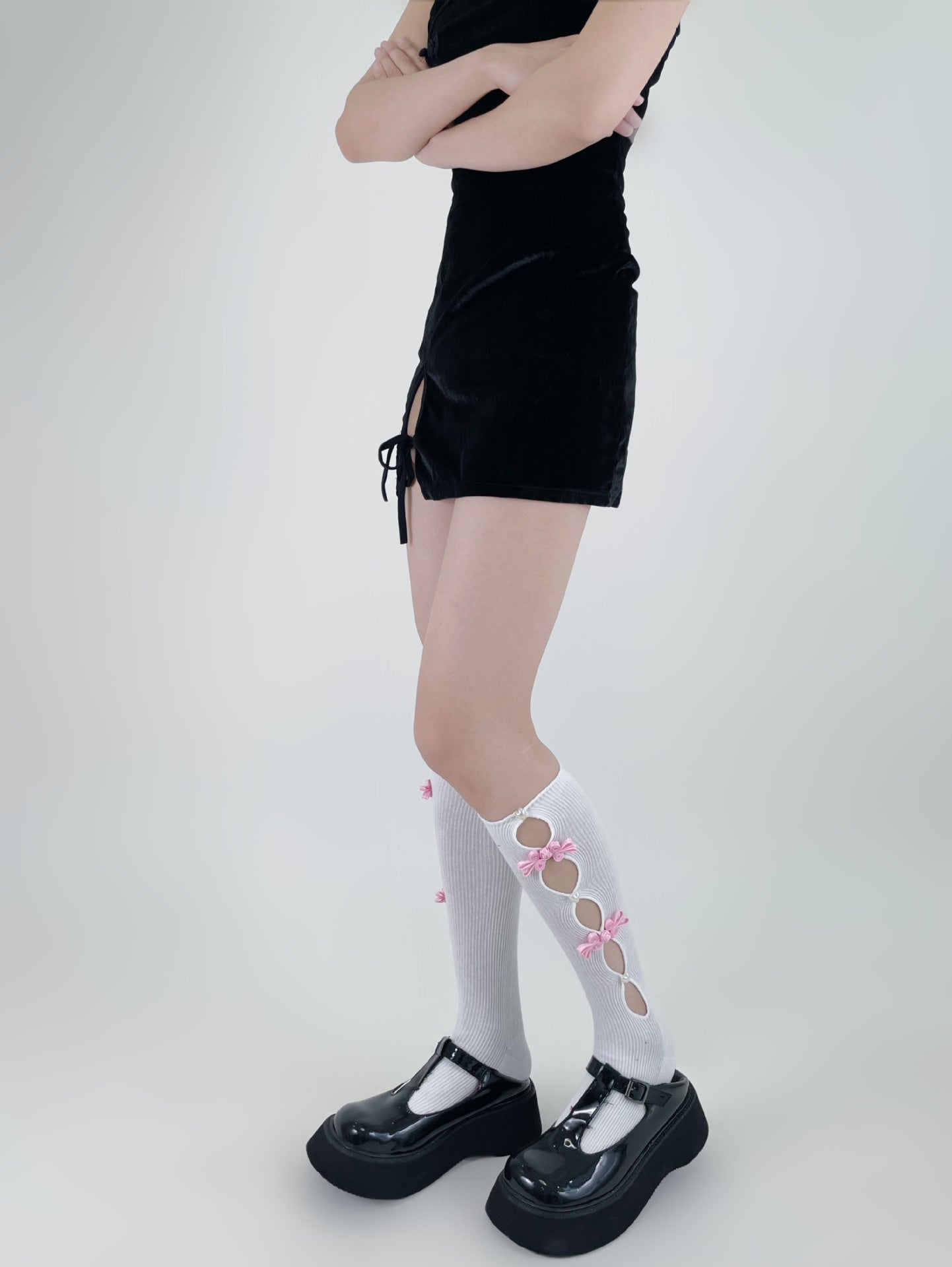 Cute Rabbit Cheongsam Button Decorative Socks