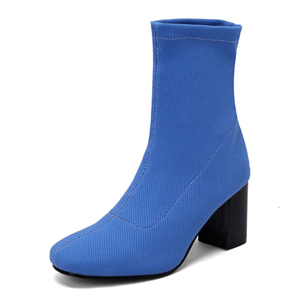 Womens Colorful Stretch Fabric Ankle Boots