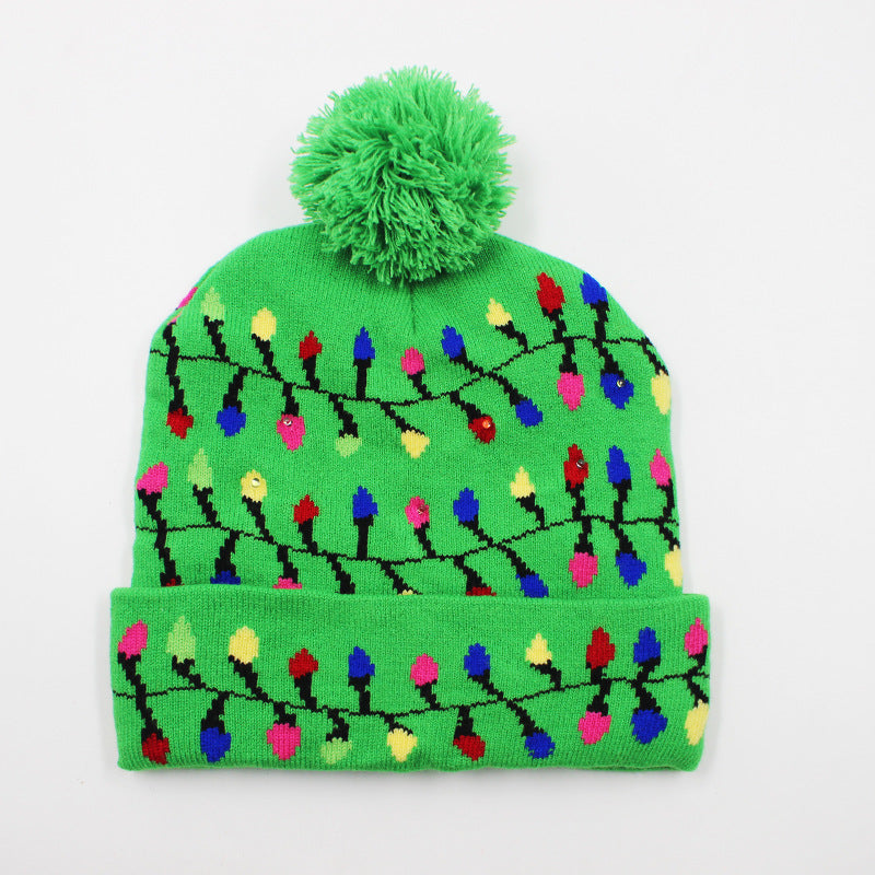 Holiday Party Christmas LED Luminous Knitted Jacquard Knitted Hat