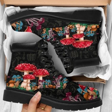 Boots Autumn And Winter Boots Skull And Flower Print Ankle Boots Women's Plus Size