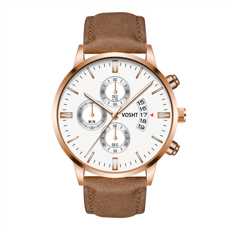 Men's Business Watch Three-eye six-point scale with calendar watch