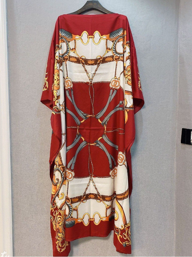 Loose Print Holiday Beach Dress Beach Cover-up