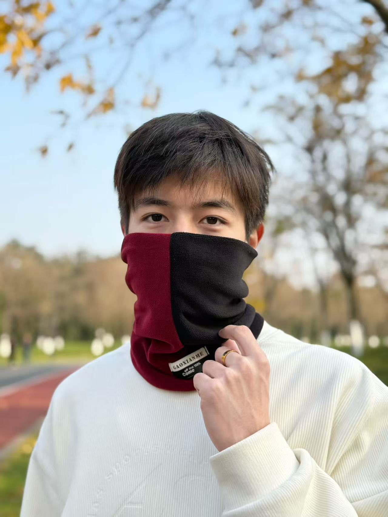 Scarf Winter Warm Men's Riding Cold-proof Scarf Fleece-lined Thick Windproof Mask Female Cervical Support Bandana Fashion