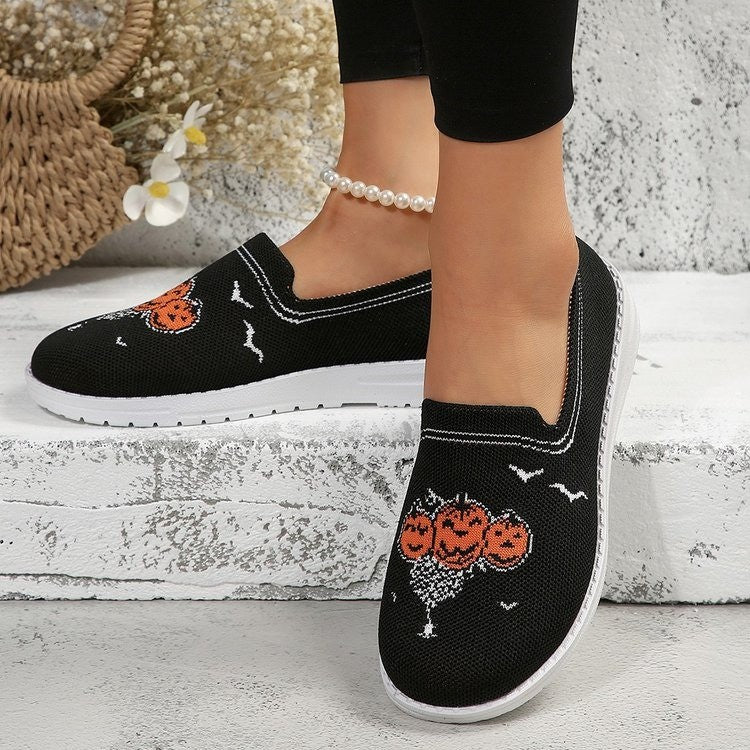 Women's Fashion Casual Fly-kit Mesh Shallow Mouth Round Toe Flat Bottom Shoes