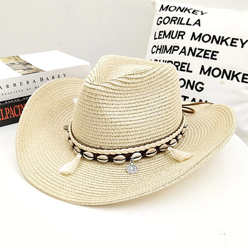 New Shell Fringed Ethnic Woven Sun Hat
