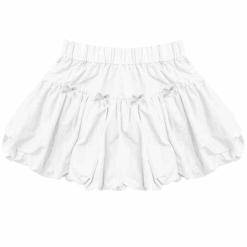 Bow Elastic Waist A- Line Bud Skirt