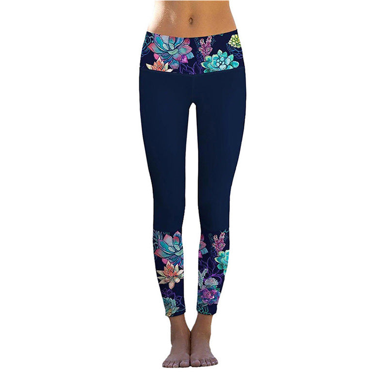 Women's Printed Sports Yoga High Waist Stretch Tights