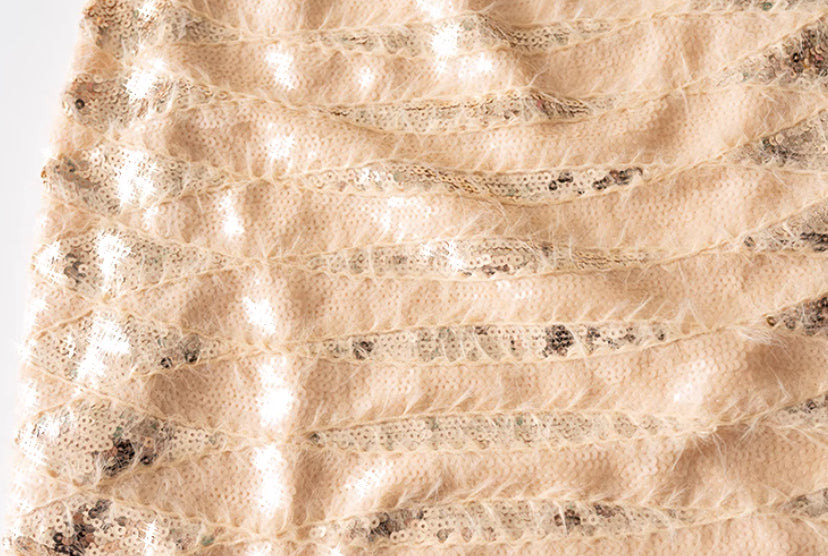 European And American Heavy Industry Glitter Sequin Wave Pattern Skirt