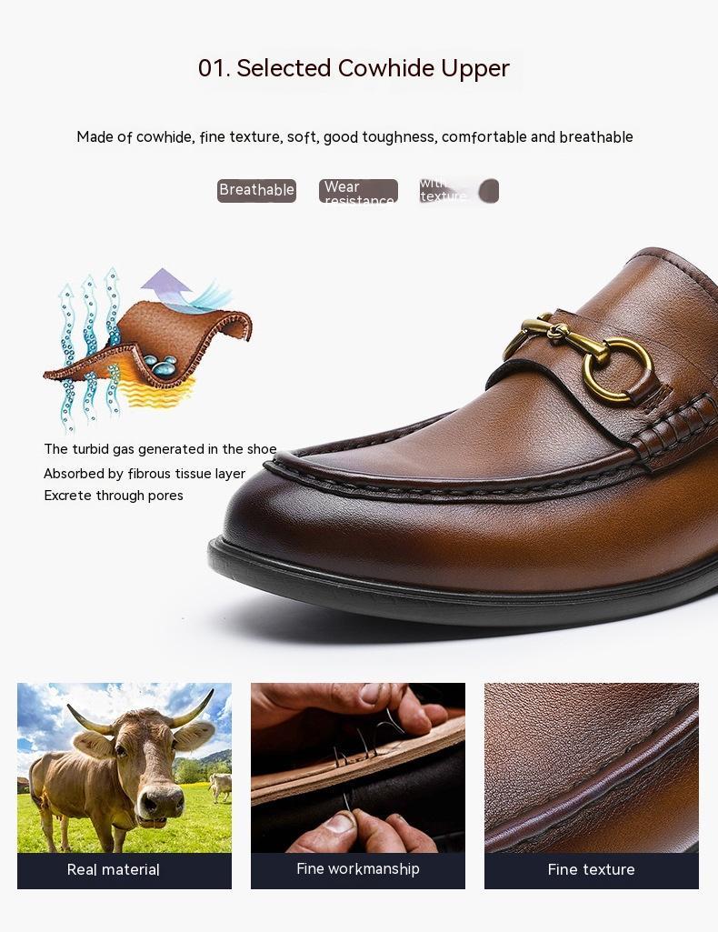 Business Casual Første Lag Ko Skind Blød Bund Dovne Herresko