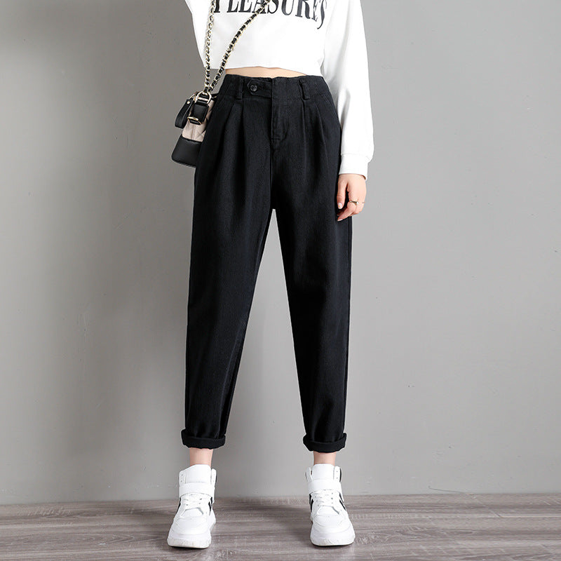 White Jeans Loose High Waist Nine Points