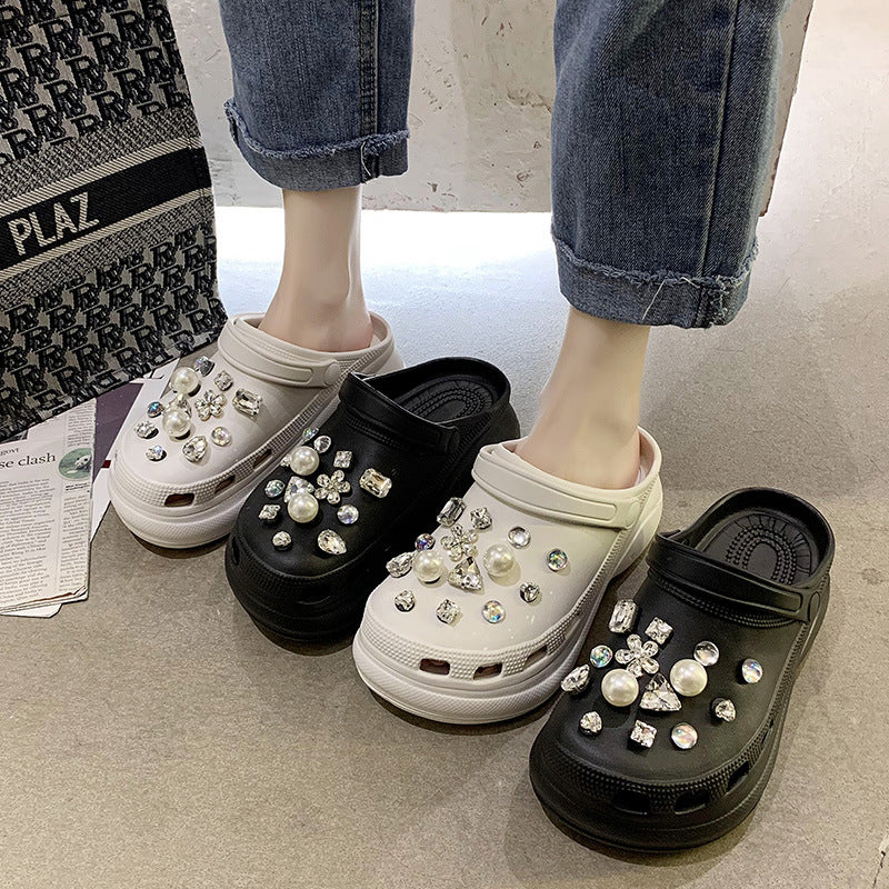 Hole Shoes Women's Summer Thick-soled Increased Outer Wear Baotou Slippers