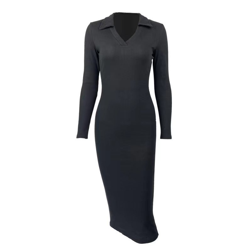 French-style Sexy Deep V-Neck Lapel Slimming Dress