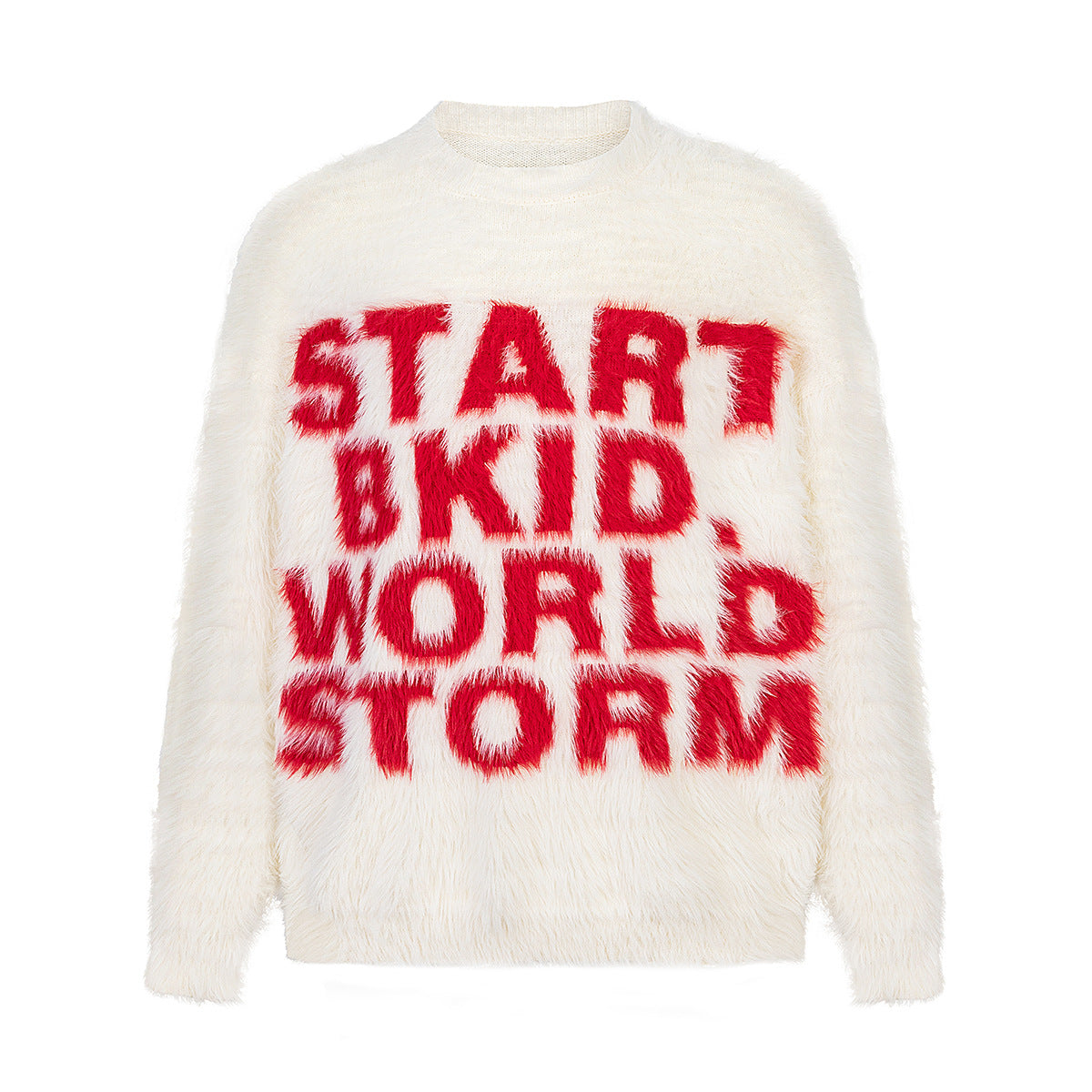 American Round Neck Mink Letter Sweater Fall Winter Couples Trendy Brand Niche
