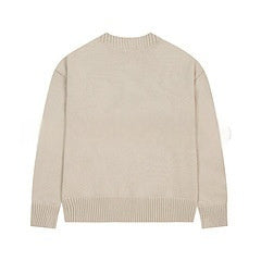 Spring And Autumn New Big Love Embroidered Crew Neck Cotton Sweater