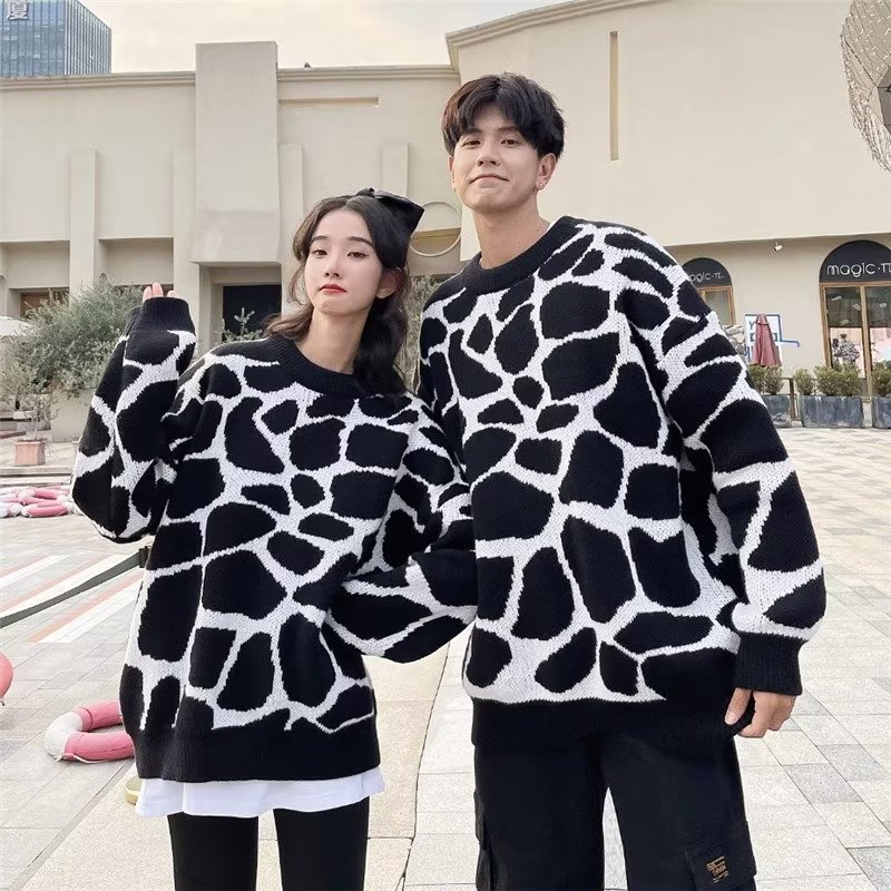Autumn And Winter New Couple Zebra Thermal Bottoming Shirt Loose All-match Casual Woolen Yarn Sweater
