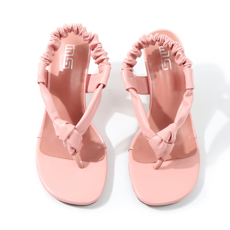Bow Stiletto Flip Flops Heel High Shoes Temperament Lady Mid-heel Party Sandals