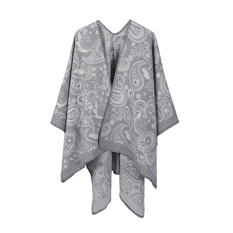 Women's Jacquard Paisley Wool Cross Shawl