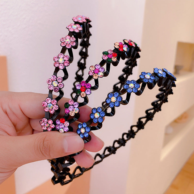 Women's Rhinestone Wavy Thin Edge With Teeth All-match Pressure Hair Non-slip Headband