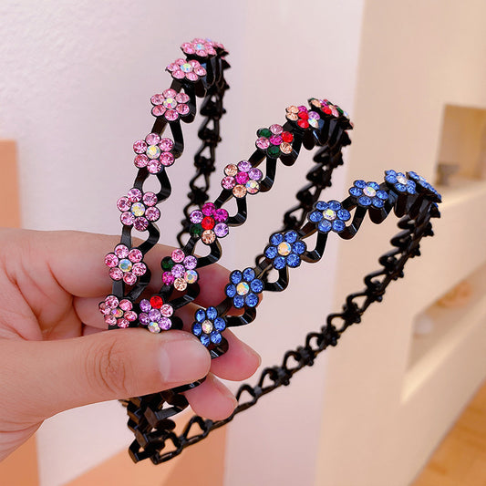 Women's Rhinestone Wavy Thin Edge With Teeth All-match Pressure Hair Non-slip Headband