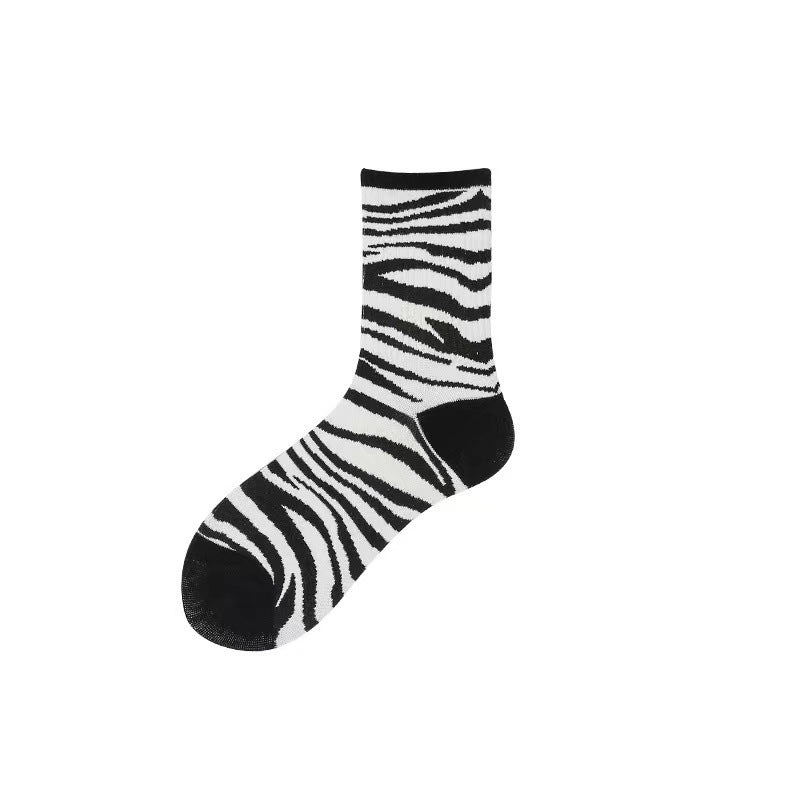 Spotted Cow Cute Socks Female Black And White Spotted Animal