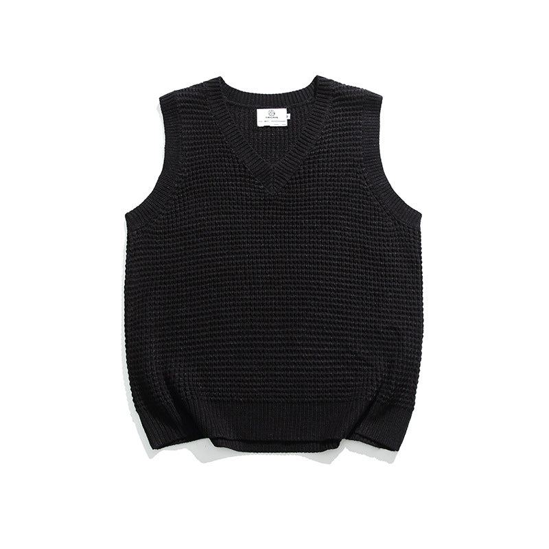 Japanese Leisure Knitted Vest All-match Shawl Small Shawl Sleeveless Top For Men
