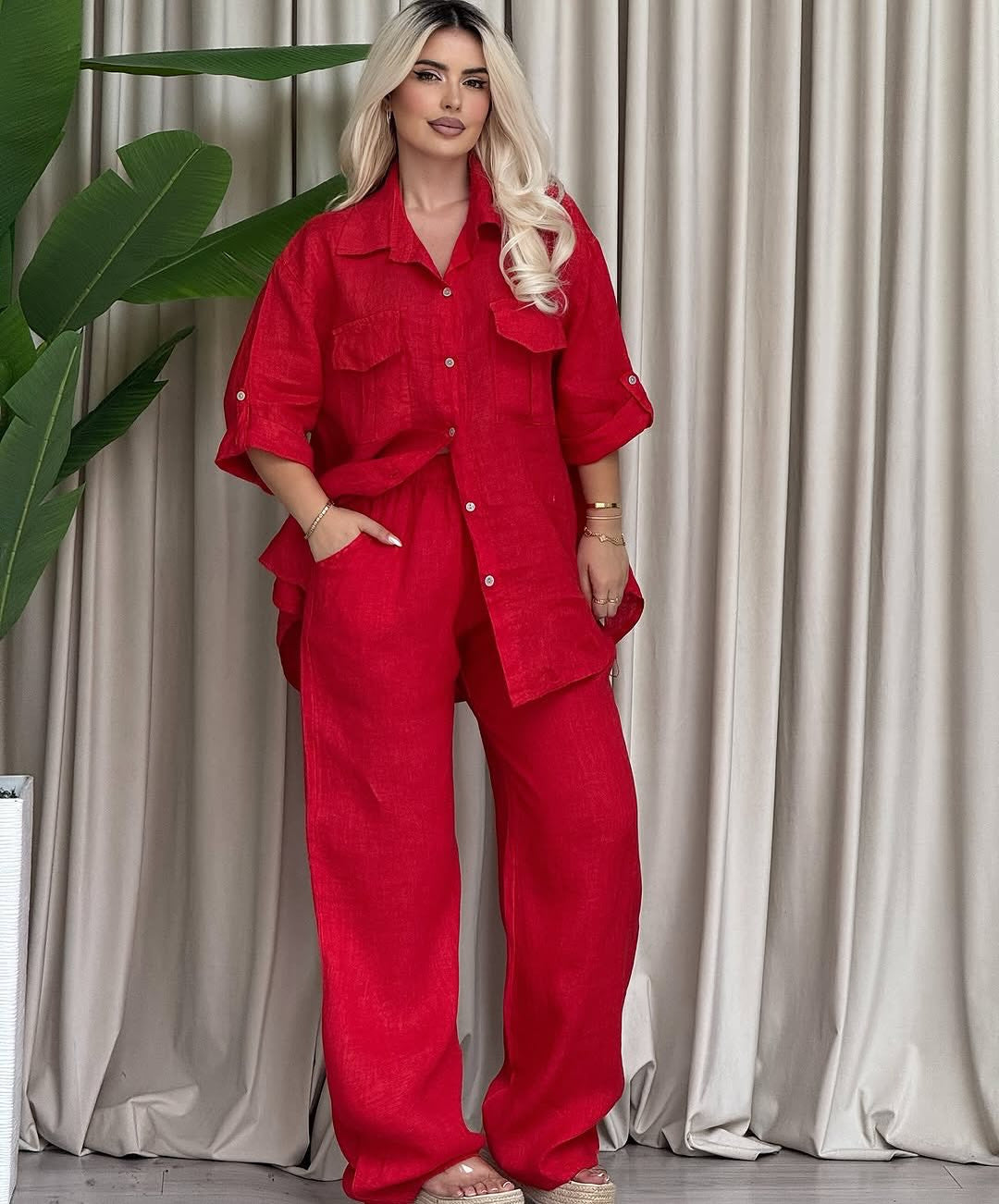 Long Sleeve Shirt Loose Two Piece Pants