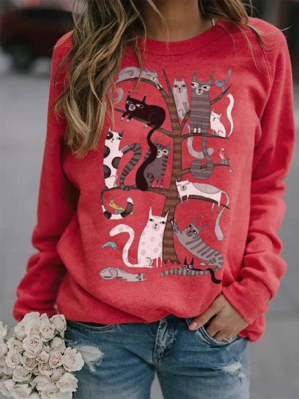 Long Sleeve Gradient Print Pullover Sweatshirt