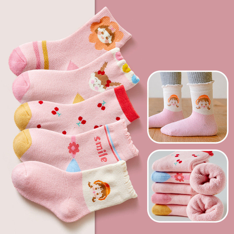 Children's Padded Terry-in-tube Baby Cotton Socks Cartoon Giraffe Towel