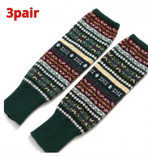 Knitted Chunky Socks AutumnWinter Fluorescent Camo Leg Warmers Womens Over-the-Knee Thermal Boot Cuffs Sock Covers