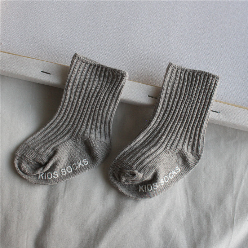Double Needle Loose Mouth Plain Newborn Childrens Socks