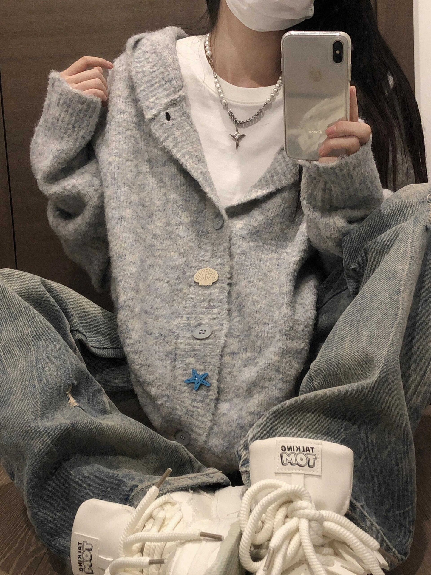 Hooded Sweater Cardigan Coat Women's Knitted Blouse