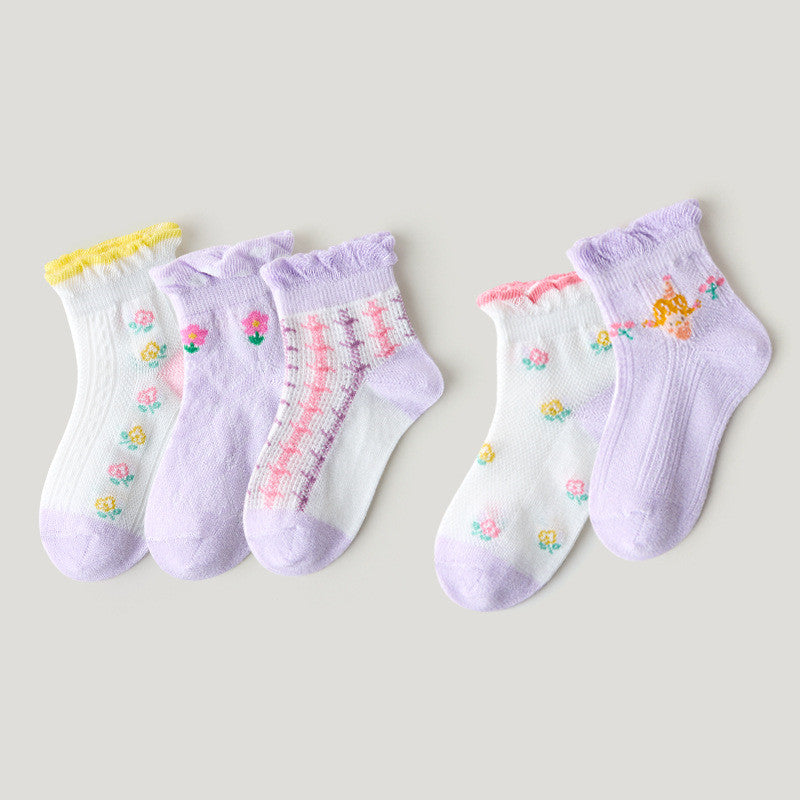Children's Mesh Girls Lace Breathable Sweat Socks