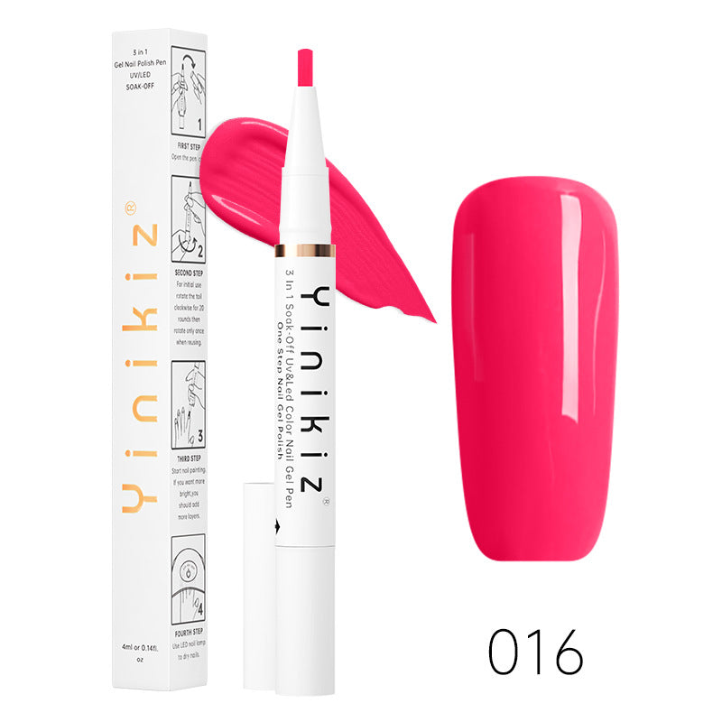 Et-Trins Neglelim Lazy Pen Hvid Tre-i-én UV Neglelak Praktisk Og Hurtig Begynder Manicure