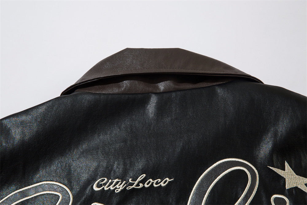 Loose PU Leather Jacket Men's Coat