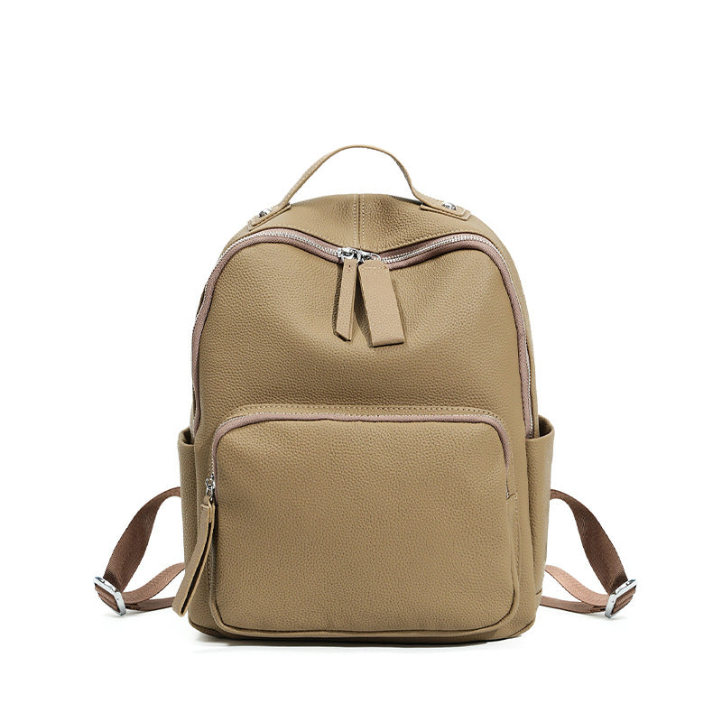 Large Capacity Portable Computer Lightweight Leather Niche Women's Backpack