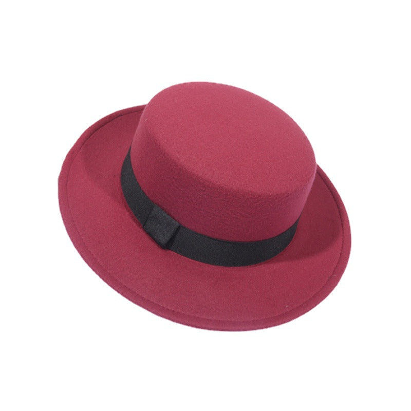Flat Top Retro British Big Brim Fedora Hat Street Leisure
