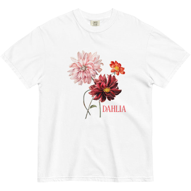 European And American Dahlia Digital Printing Casual Round Neck T-shirt