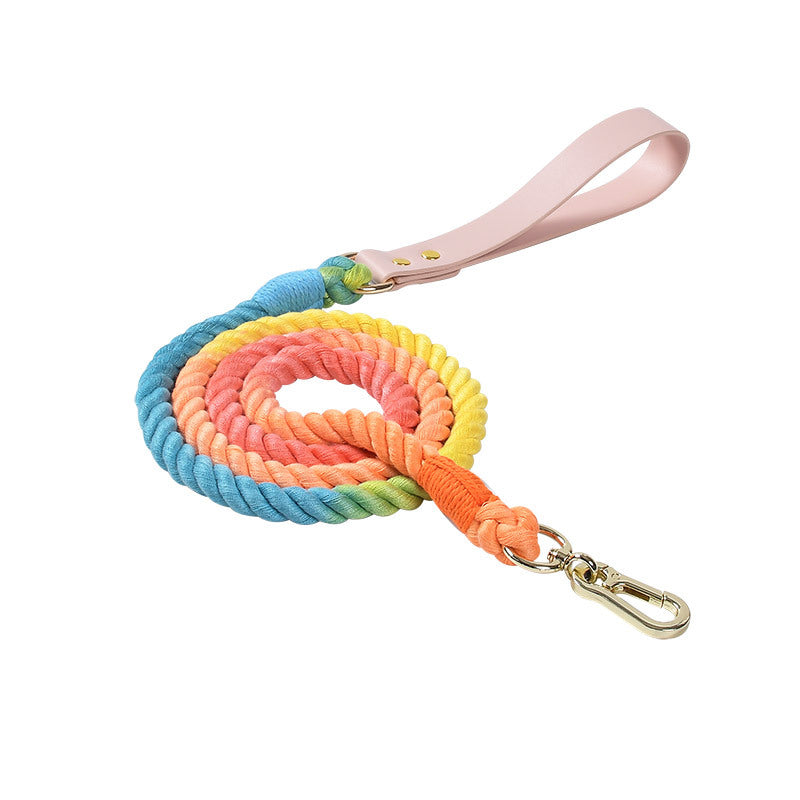 Rainbow Traction Rope Collar Adjustable Medium And Large Dog Outing Chain