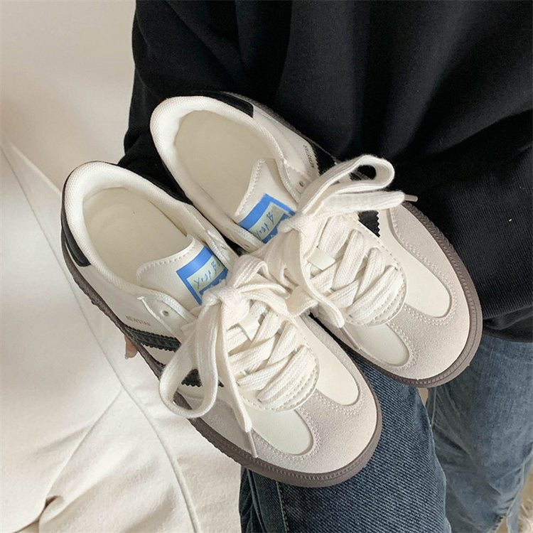 Retro Casual White Sneakers For Womenversatile And Perfect For Sports