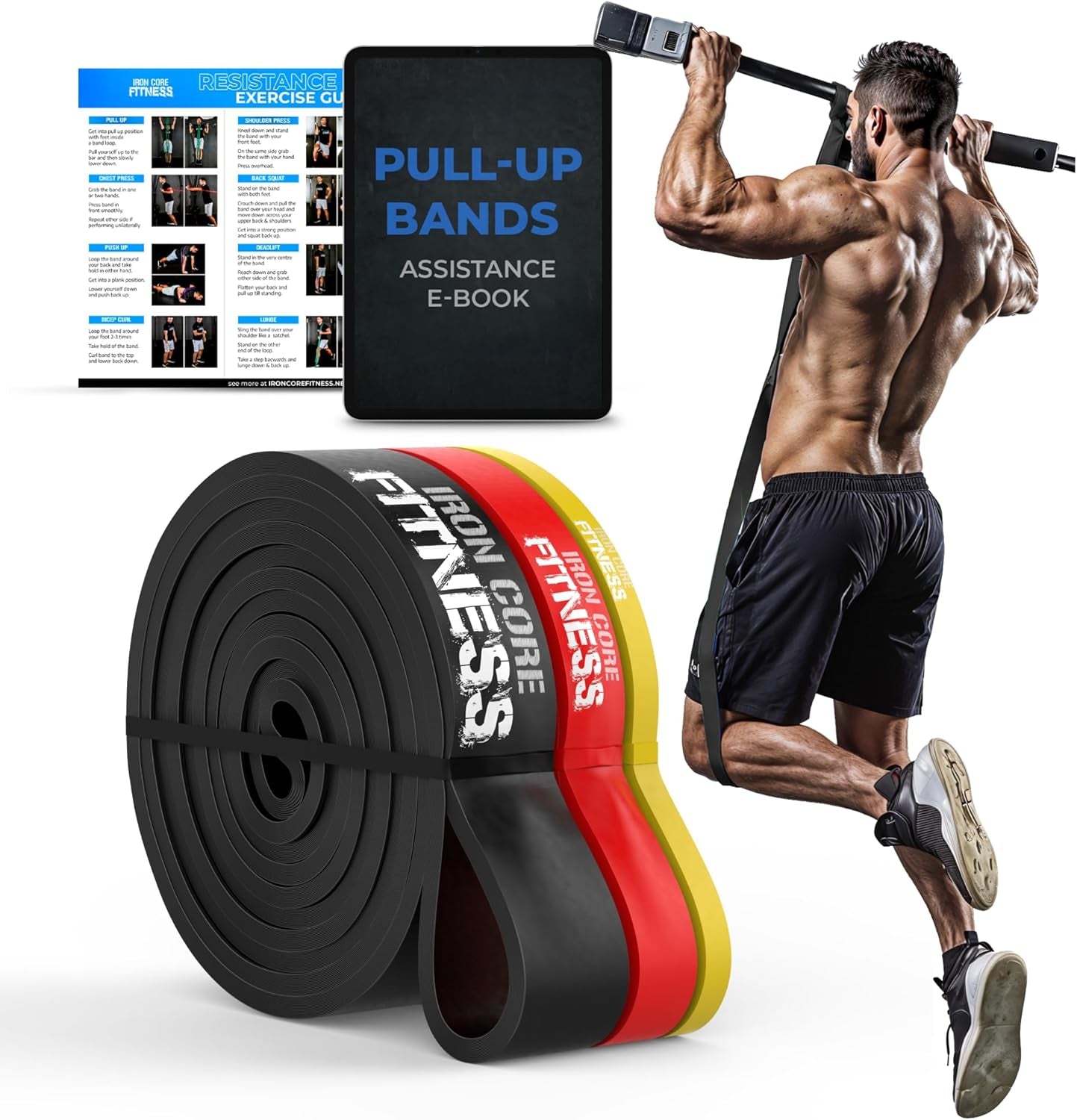 Pull up Assistance Resistance Bands - Long Loop Power Bands for Men and Women - Strength Power Flexibility Training at Home & Gym - Ebooks & Workout Chart Included by