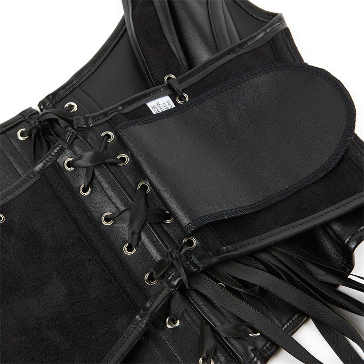PU Leather Women's Tube Top Bodybuilding Corset