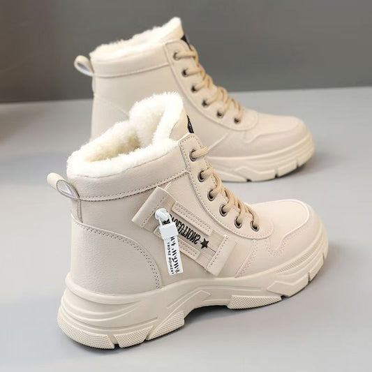 Womens Fleece-lined Insulated Waterproof And Non-slip Cotton Shoes