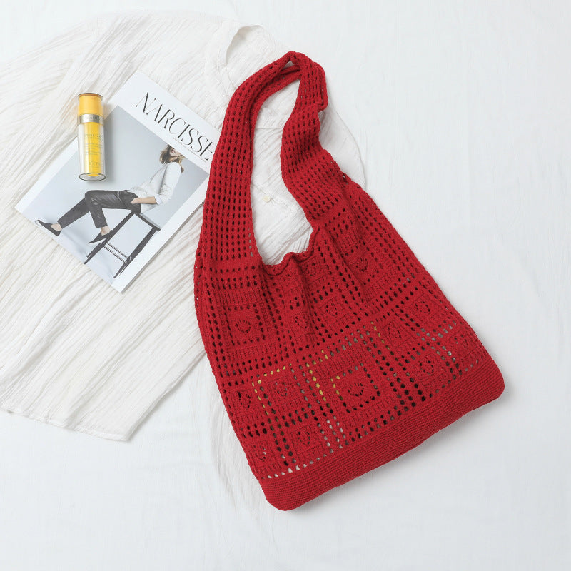 Mesh Hollow Out Simple Woven Bag Girls' Shoulder Bag